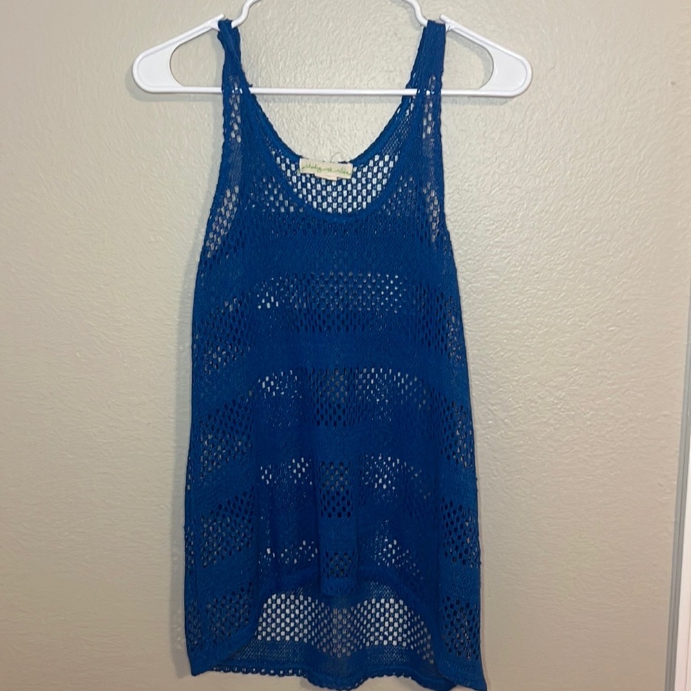 STARING AT STARS Urban Outfitters Blue Knitted Swim Cover Up Tank Top